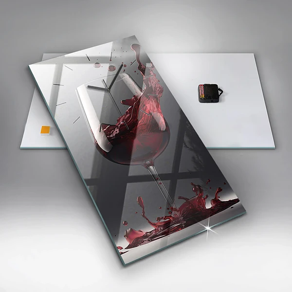 Vertikale Uhr mit motiv Glas Rotwein
