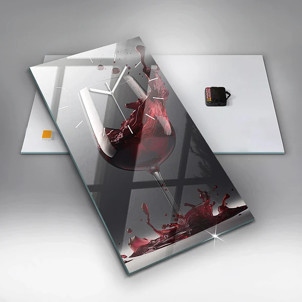 Vertikale Uhr mit motiv Glas Rotwein