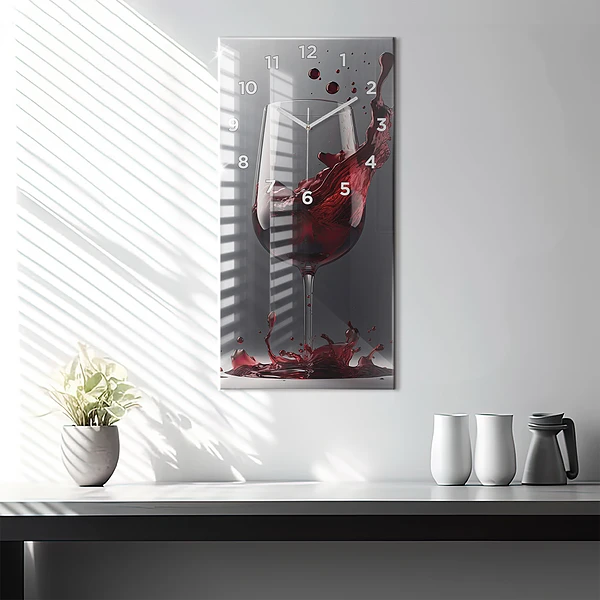 Vertikale Uhr mit motiv Glas Rotwein