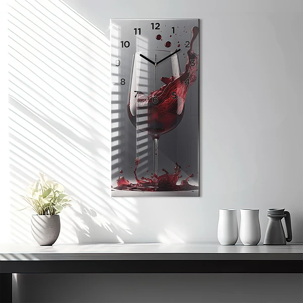 Vertikale Uhr mit motiv Glas Rotwein