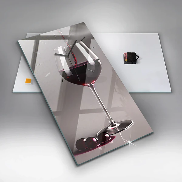 Vertikale Uhr mit motiv Lampe mit Rotwein