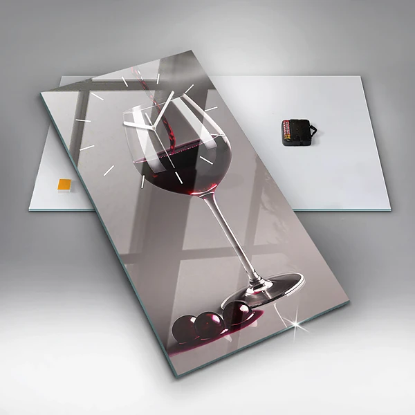 Vertikale Uhr mit motiv Lampe mit Rotwein