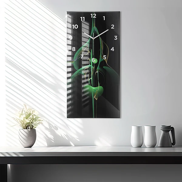 Vertikale Uhr mit motiv Grüne Abstraktion