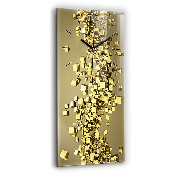Vertikale Uhr Goldene Quadrate