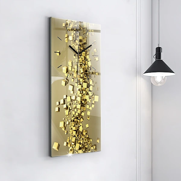Vertikale Uhr Goldene Quadrate