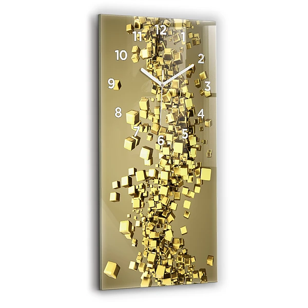 Vertikale Uhr Goldene Quadrate