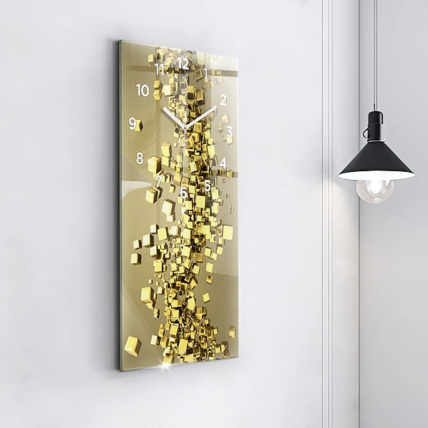 Vertikale Uhr Goldene Quadrate