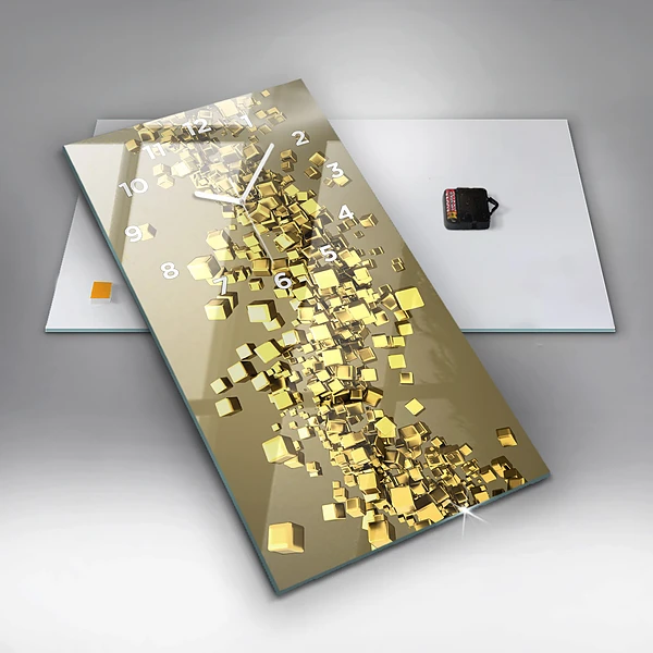 Vertikale Uhr Goldene Quadrate