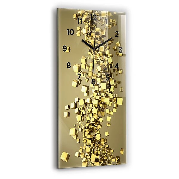 Vertikale Uhr Goldene Quadrate
