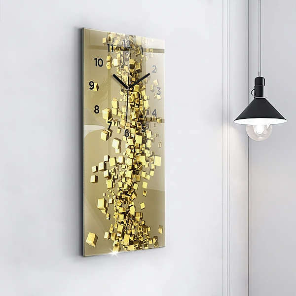 Vertikale Uhr Goldene Quadrate