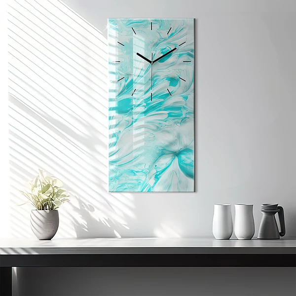 Vertikale Uhr mit motiv Blaue Abstraktion