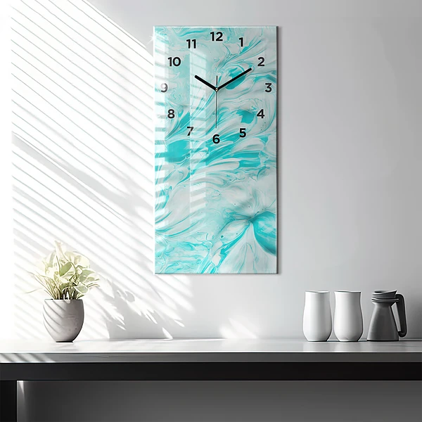 Vertikale Uhr mit motiv Blaue Abstraktion