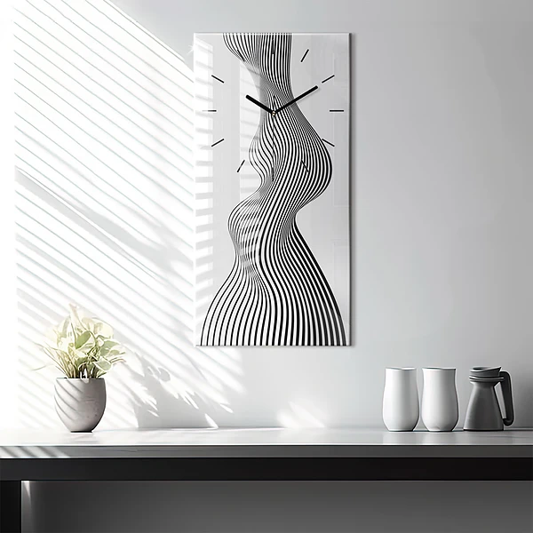 Vertikale Uhr mit motiv Schwarz-weiße Kunst