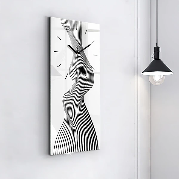 Vertikale Uhr mit motiv Schwarz-weiße Kunst