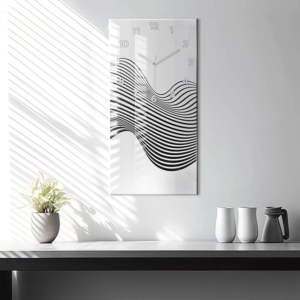 Vertikale Uhr mit motiv Schwarz-weiße Kunst