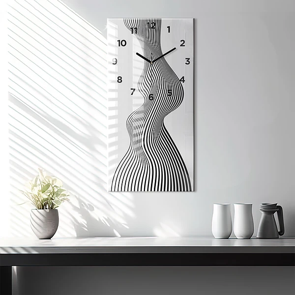 Vertikale Uhr mit motiv Schwarz-weiße Kunst