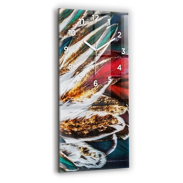 Vertikale Uhr mit motiv Hellbraune Federn eines Vogels