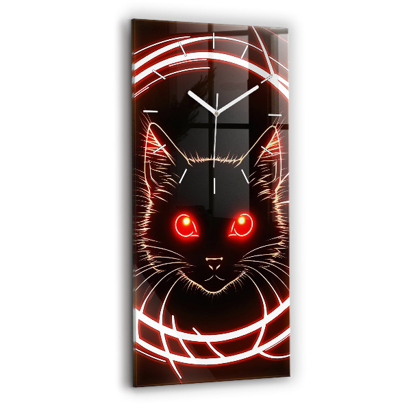 Vertikale Uhr mit motiv Katze mit roten Augen
