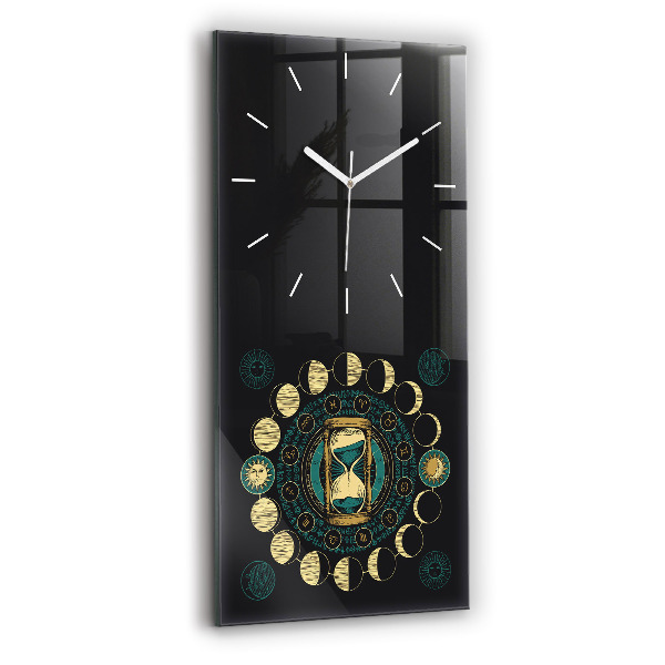 Vertikale Uhr Mondphasen und Sanduhr