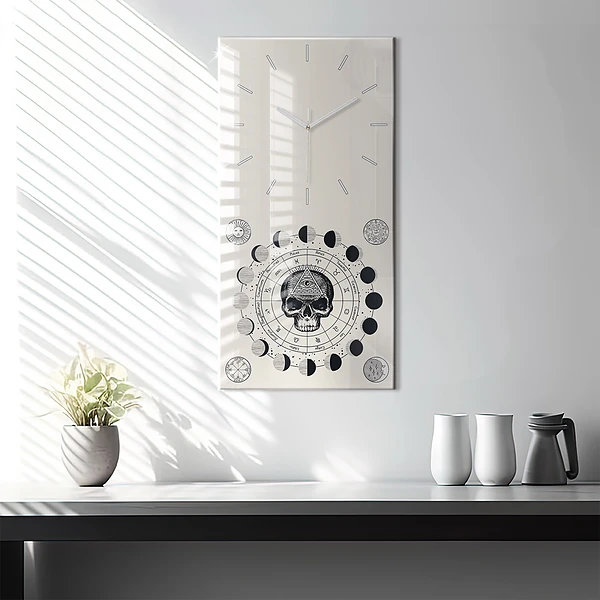 Vertikale Uhr mit motiv Mondphasen