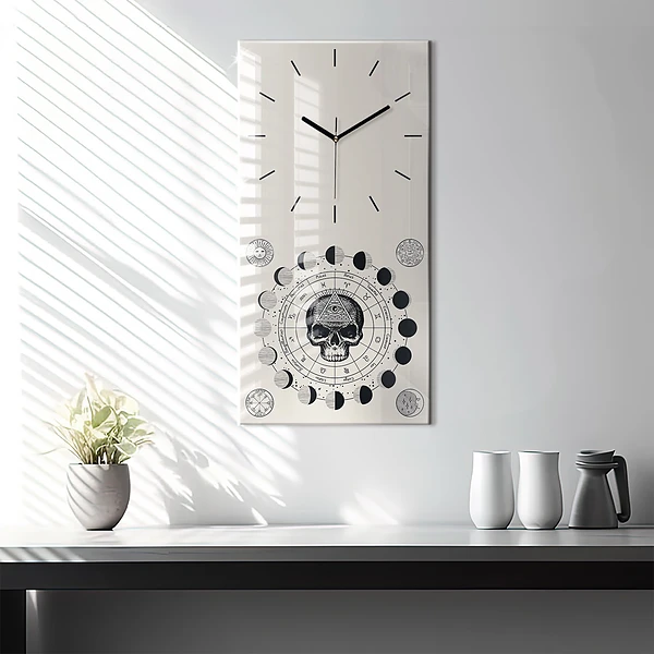 Vertikale Uhr mit motiv Mondphasen