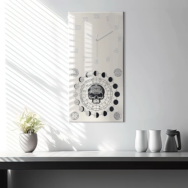Vertikale Uhr mit motiv Mondphasen