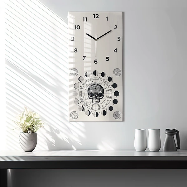 Vertikale Uhr mit motiv Mondphasen