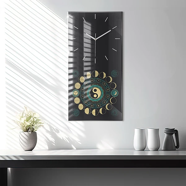 Vertikale Uhr mit motiv Mondphasen