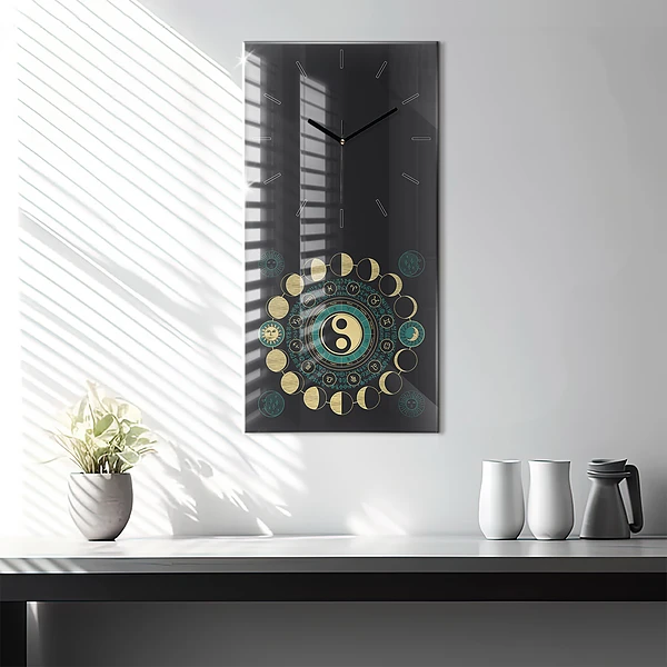 Vertikale Uhr mit motiv Mondphasen