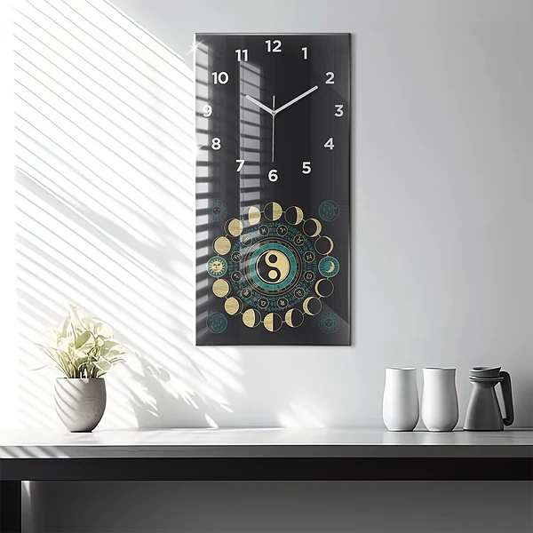 Vertikale Uhr mit motiv Mondphasen