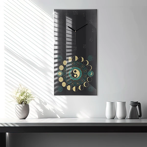 Vertikale Uhr mit motiv Mondphasen