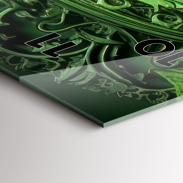 Vertikale Uhr mit motiv Grüner Mechanismus