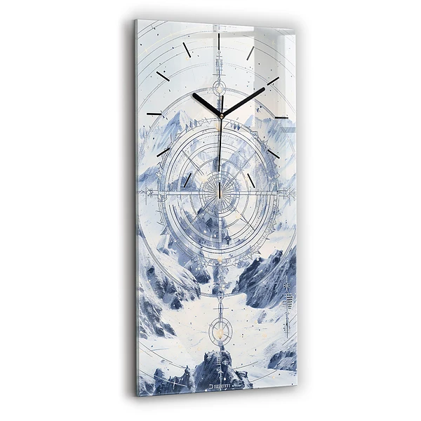Vertikale Uhr mit motiv Blaue Zeichnungen