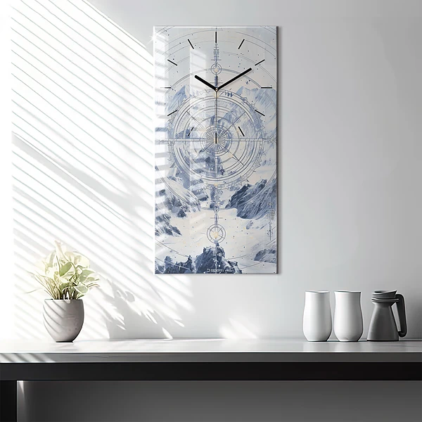 Vertikale Uhr mit motiv Blaue Zeichnungen