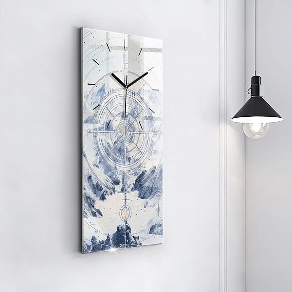 Vertikale Uhr mit motiv Blaue Zeichnungen
