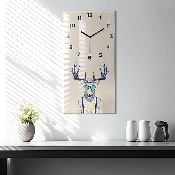 Vertikale Uhr mit motiv Abstrakte Hirsche