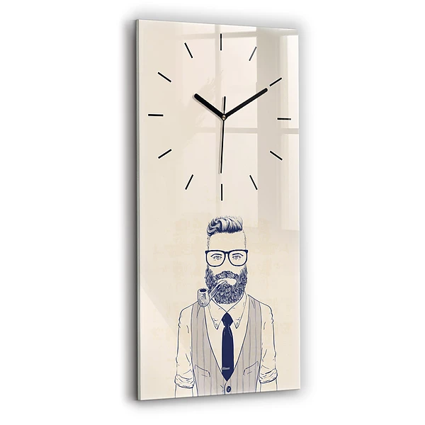 Vertikale Uhr mit motiv Mann mit Bart und Pfeife
