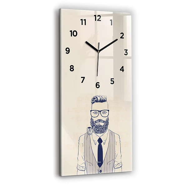 Vertikale Uhr mit motiv Mann mit Bart und Pfeife
