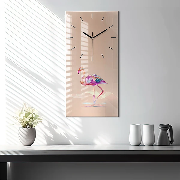Vertikale Uhr Illustration eines Flamingos