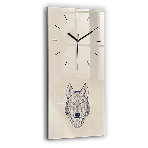 Vertikale Uhr mit motiv Wolfskopf