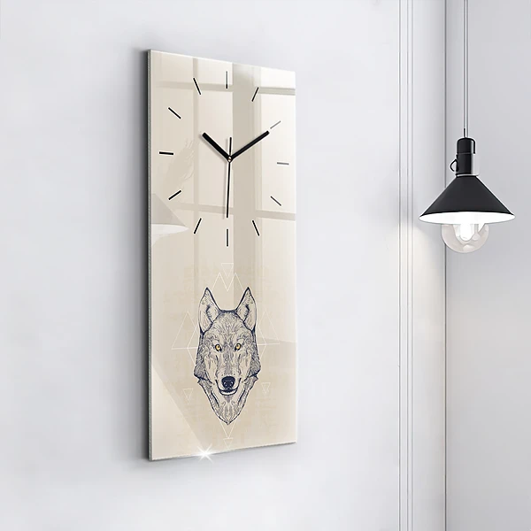 Vertikale Uhr mit motiv Wolfskopf
