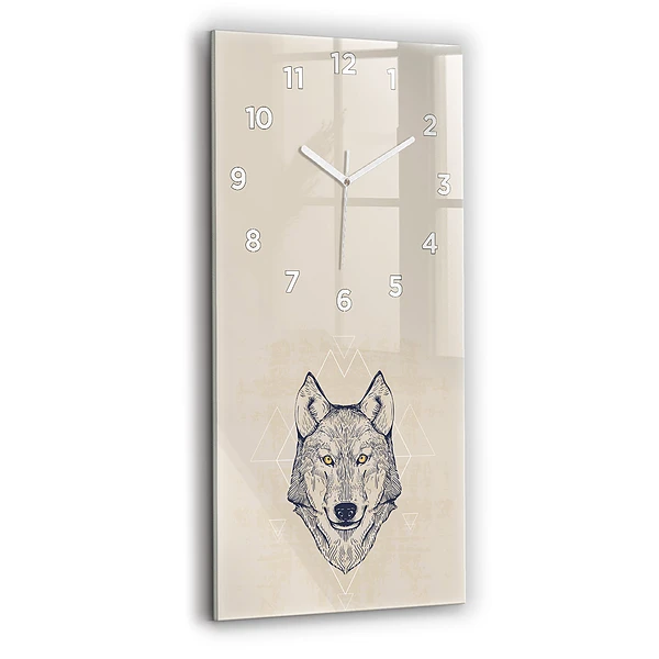 Vertikale Uhr mit motiv Wolfskopf