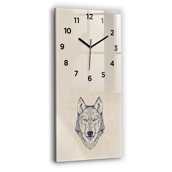 Vertikale Uhr mit motiv Wolfskopf