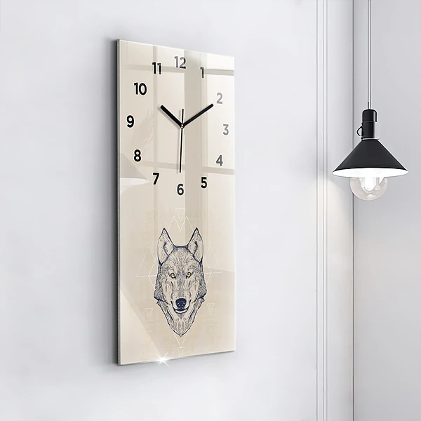 Vertikale Uhr mit motiv Wolfskopf