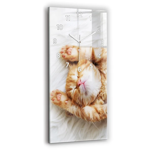 Vertikale Uhr mit motiv Schlafende kleine Katze