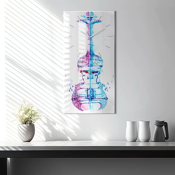 Vertikale Uhr mit motiv Cello Park See