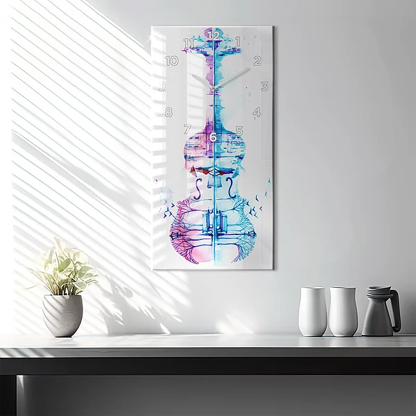 Vertikale Uhr mit motiv Cello Park See