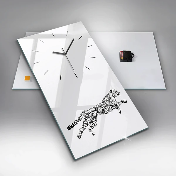 Vertikale Uhr mit motiv Silhouette eines Panthers