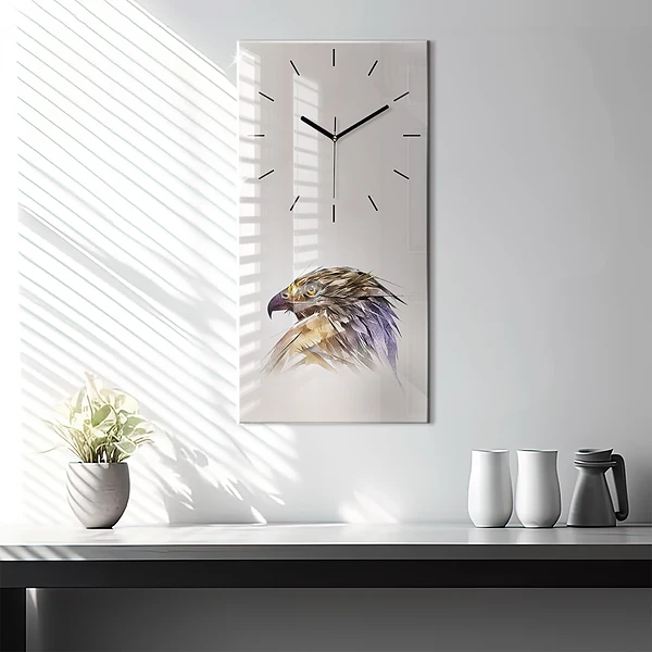 Vertikale Uhr mit motiv Raubvogel