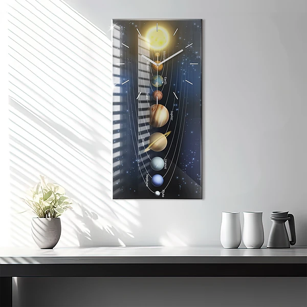 Vertikale Uhr mit motiv Sonnensystem